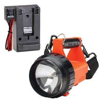 Orange Streamlight Fire Vulcan Rechargeable Lantern with vehicle mount charger