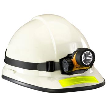 Streamlight Trident LED Headlamp fits securely on a hard hat