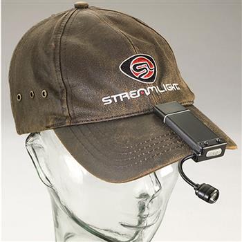 Streamlight ClipMate USB Flashlight attaches to the brim of a cap