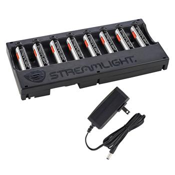 Streamlight® 8 Unit Bank Charger with 120V AC charge cord and batteries
