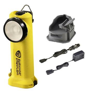 Yellow Streamlight Survivor LED Rechargeable Flashlight with AC/DC Charge Cords and 1 Base